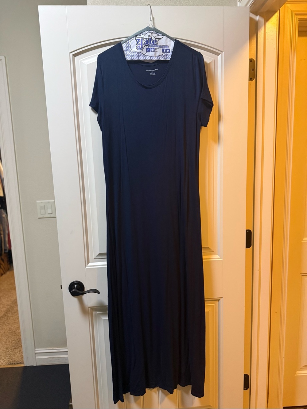 Amazon Essentials Navy Short Sleeve V-Neck Maxi Dress